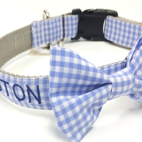 Lobster Bow Tie Dog Collar Boy Dog Collar Embroidered Dog Etsy
