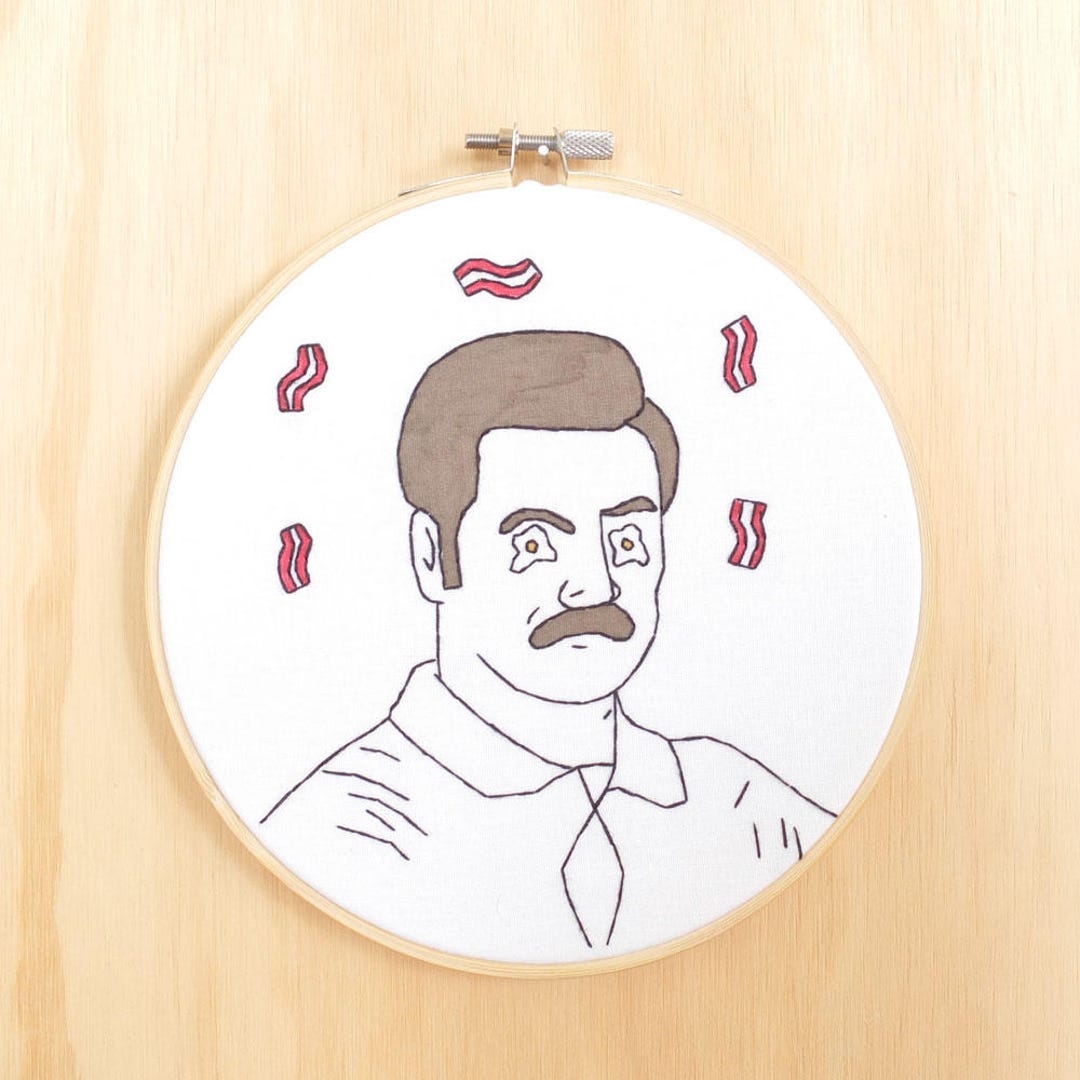 Eggs and Bacon Ron Swanson Hand Embroidery Hoop Art Parks Etsy