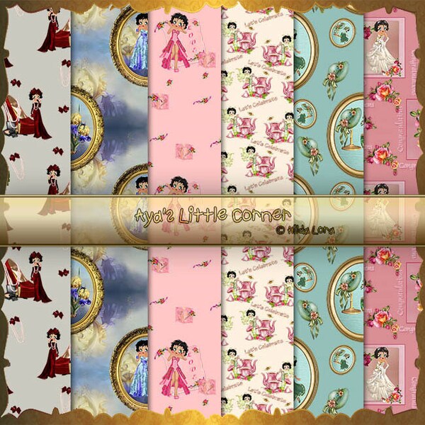 Seamless Pattern Papers Collage Digital Images -printable download file Digital Sheet Paper Scrapbook Betty Boop Theme Betty Boop