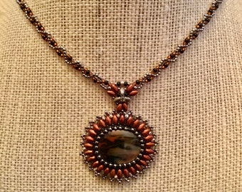 Petrified Wood Organice Gemstone ,in a beautiful Vintage Inspired Style necklace