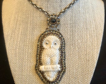 Magical Bone Owl Renaissance Vintage Antique Inspired Necklace