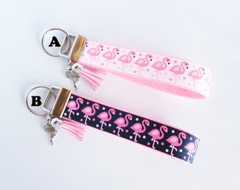 Flamingo Key Fob - Flamingo Keychain - Pink Flamingo Wristlet - Pink Flamingo Tropical Key Fob - Bird Key Fob - Flamingo Gift For Her