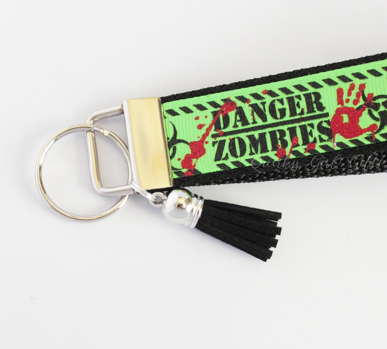 Zombie Key Fob Zombie Keychain Danger Zombie Wristlet Etsy