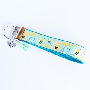 Bumblebee Key Fob - Bumblebee Keychain - Beehive Key Fob - Honeycomb Bee Key Fob - Bee Gifts Under 10 - Bee Collector - Bee Keeper Gifts
