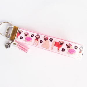 Pug Key Fob - Pug Keychain - Pug Wristlet - Dog Walker - Dog sitter Gifts  - Dog Key Fob - Puppy Keychain - Pug Lover Gift-  Dog Clothes
