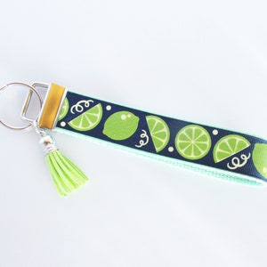 Lime Key Fob - Limes Wristlet - Lime Keychain - Fruit Key Fob - Citrus Key Fob - Lime Wedge Slices Key Fob - Lime Lover Gifts Under 10