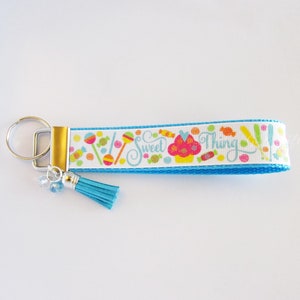 Sweet Thing Key Fob - Cupcake Key Fob - Candy Key Fob - Lollipop Keychain - Candy Wristlet - Cupcake Keychain - Sweet Gifts Under 10