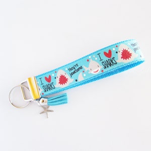 Shark Key Fob - Shark Wristlet - Shark Keychain - Sea Life Key Fob - Fish Key Fob - Jawesome Key Fob - I Love Sharks Key Fob - Jaws Key Fob