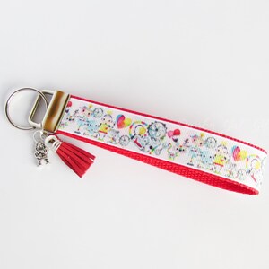 Robot Key Fob - Robot Keychain - Robot Wristlet - Geek Gift - Robot Pets - Hearts and Gears Key Fob - Robot Builder Key Fob - Gifts Under 10