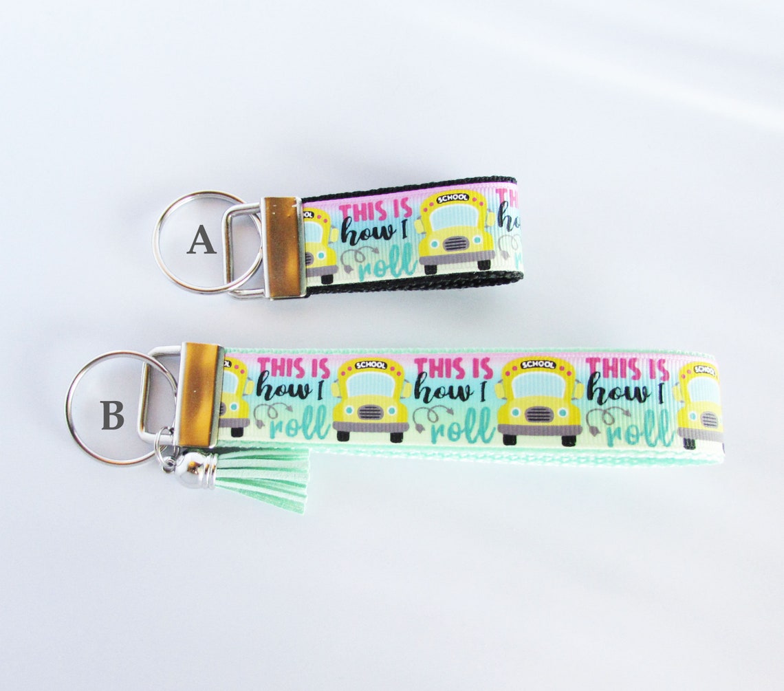 Rainbow Bus Driver Key Fob - School Bus Driver Keychain - Bus Gifts ...