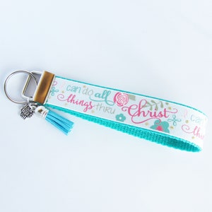Teal & White Awareness Ribbon Keychain - Luxury Rhinestone Charm, Medium Size 1.14" X 0.59" - View #11