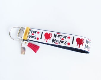 Horror Movie Key Fob - Horror Movie Keychain - Scary Movie Key Fob - Horror Movie Wristlet - Horror Enthusiast - Horror Movie Gifts Under 10