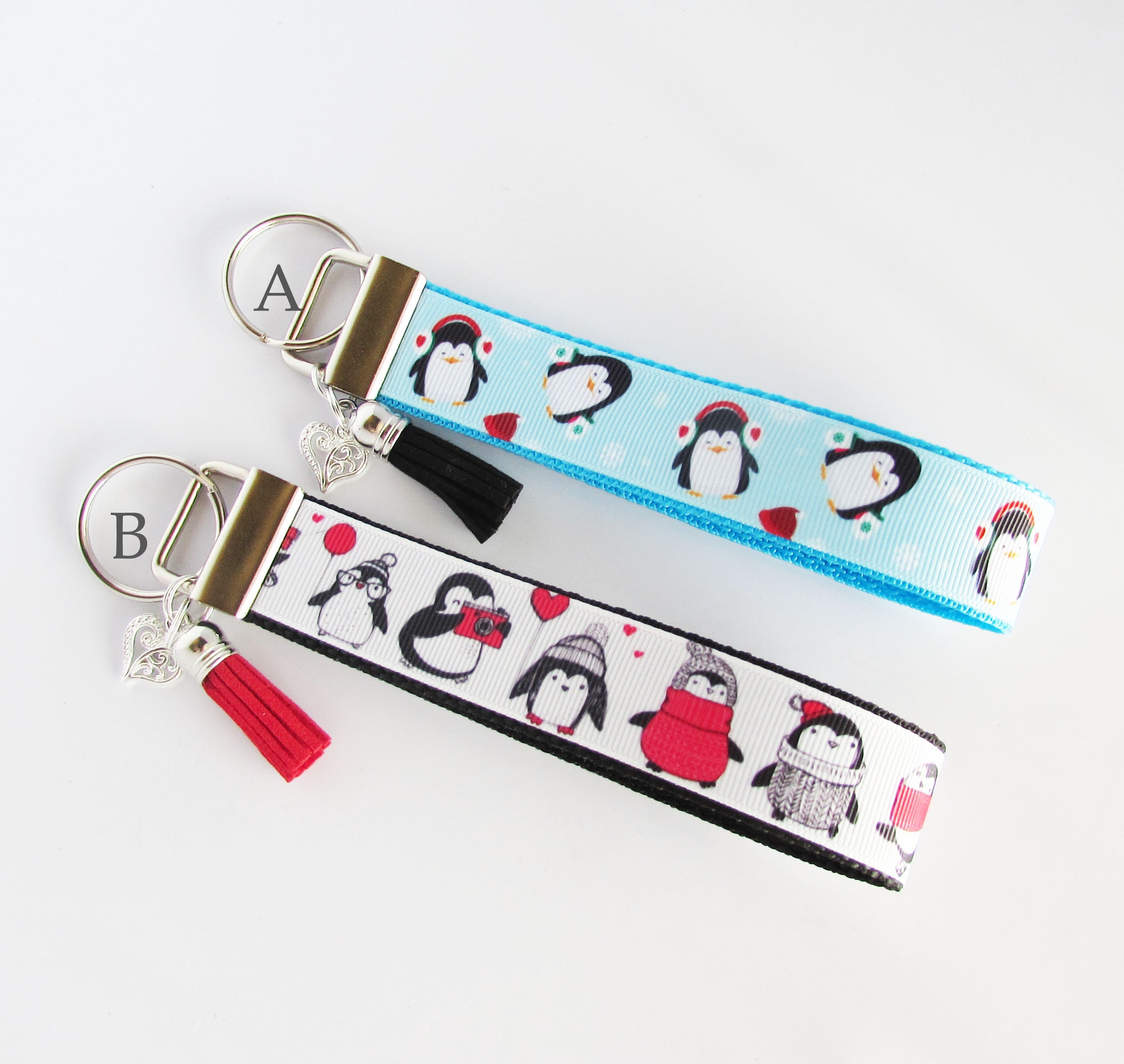 Penguin Key Fob - Your Choice - Penguin Wristlet Key Fob - Penguin Lover Gift Under 10 - Tuxedo Penguin KeyFob Keychain - Water Bird Key Fob