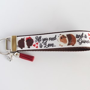 Guinea Pig Key Fob - Guinea Pig Key Chain - Guinea Pig Wristlet - Animal Lover Gift - Guinea Pig Gift - Pet Lover Gift - Guinea Pig Lover