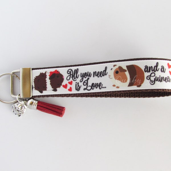 Guinea Pig Key Fob - Guinea Pig Key Chain - Guinea Pig Wristlet - Animal Lover Gift - Guinea Pig Gift - Pet Lover Gift - Guinea Pig Lover