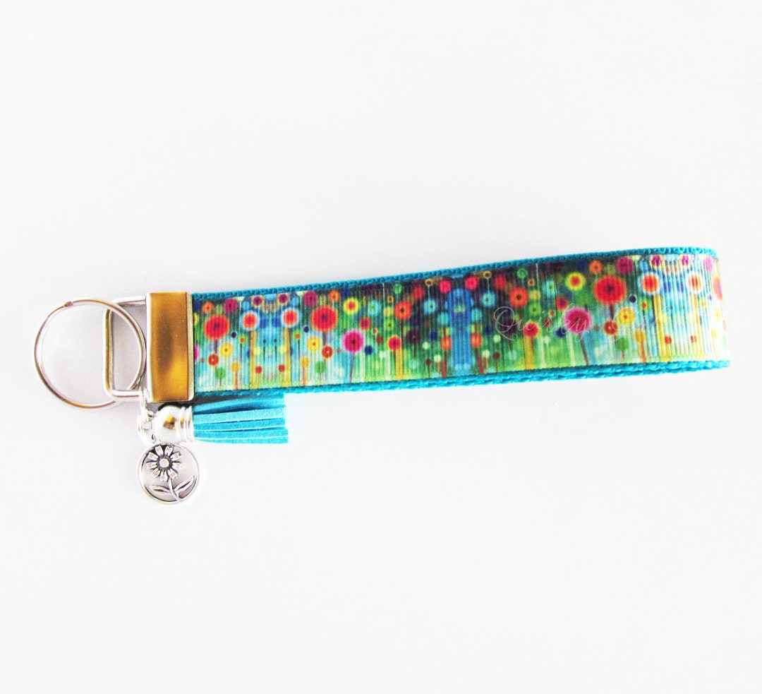 Field of Flowers Key Fob - Floral Key Fob - Floral Keychain - Flower ...