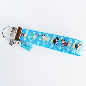 Pug Key Fob - Pug Keychain - Dog Key Fob - Puppy Keychain - Pug Lover Gift - Dog Clothes - Pug Wristlet - Dog Walker - Dog sitter Gifts