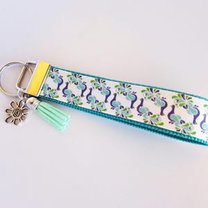 Peacock Key Fob - Peacock Keychain - Bird Key Fob - Peacock Feather - Peacock Key Chain - Peacock Key Holder - Peacock Wristlet - Key Ring