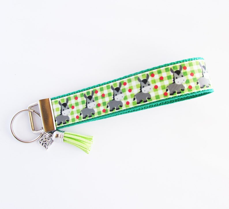 Donkey Key Fob – Green Plaid, Burro Farm Animal Keychain Wristlet - Etsy