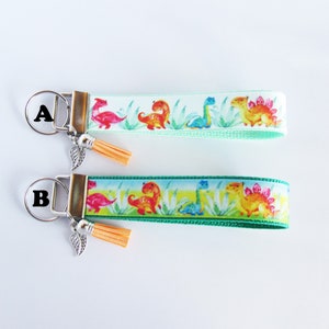 Dinosaur Key Fob - Dinosaur Keychain - Tyrannosaurus - Triceratops - Stegosaurus - Dinosaur Wristlet - Dinosaur Gift - Prehistoric Animal