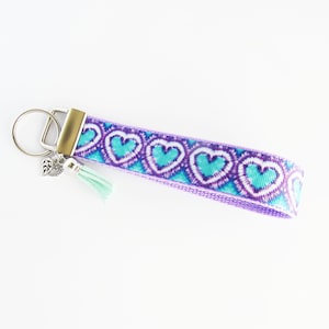 Tie Dye Heart Key Fob - Heart Tie Dye Keychain - Tie Dye Wristlet - Tie Dye Lover - Tie Dye Heart Gifts For Her Under 10 - Retro Key Fob