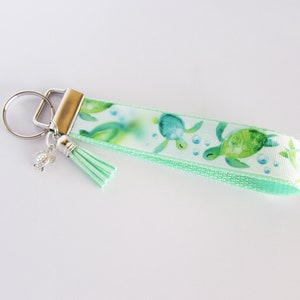Sea Turtle Key Fob - Sea Turtle Keychain - Sea Turtle Wristlet - Marine Turtle Key Fob - Ocean Turtle Key Fob - Swimming Turtle Key Fob