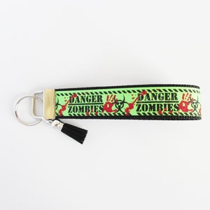 Zombie Key Fob - Zombie Keychain - Danger Zombie Wristlet - Zombie Gifts Under 10 - Zombie Lover - Walker Key Fob - Bloody Hand Key Fob