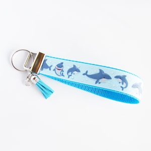 Shark Lover Key Fob - Shark Keychain - Shark Wristlet Key Fob - Sea Creature Key Fob - Ocean Life Key Fob - Shark Gifts For Her Under 10