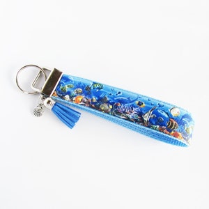 Sea Life Key Fob Wristlet - Ocean Life Key Fob - Fish Key Fob - Dolphin Keychain - Shark Key Fob - Ocean Lover Gift For Her - Gifts Under 10