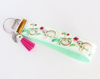 Sloth Key Fob - Sloth Keychain - Animal Key Fob - Sloth Wristlet - Sloth Gifts Under 10 - Sloth Collector - Sloth Lover - Stocking Stuffer