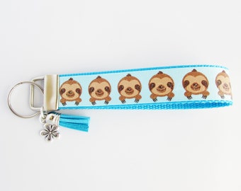 Sloth Key Fob - Sloth Wristlet - Sloth Keychain - Sloth Gift - Sloth Lover Gift Under 10 - Sloth Collector - Animal Key Fob - Tassel Key Fob