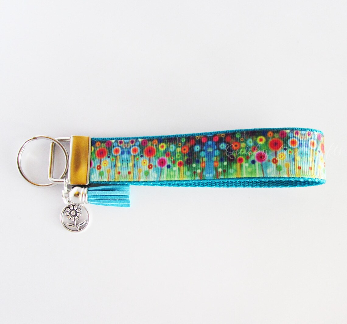 Field of Flowers Key Fob - Floral Key Fob - Floral Keychain - Flower ...