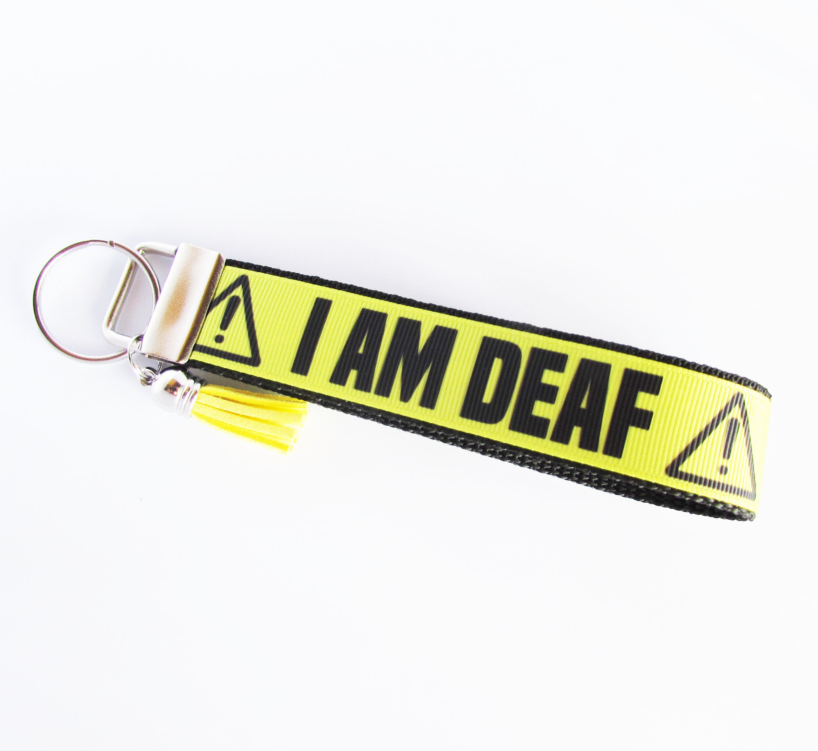 I Am Deaf Key Fob - Hearing Impaired Key Fob Under 10 - Deaf Keychain - Deaf Aware Key Fob - Key Fob Wristlet For Deaf And Hearing Loss