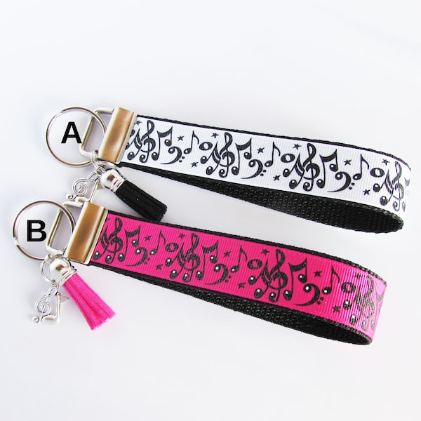 Music Key Fob - Music Keychain - Music Wristlet- Musician Gift Under 10 - Music Note Key Fob - Music Note Charm - Teacher Gift - For Her