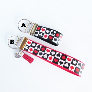 Card Suit Key Fob - Card Player Mini Key Fob - Poker Player Keychain - Clubs Diamonds Hearts Spades Key Fob - Black Jack Gift- Gambling Gift