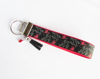 Crime Scene Key Fob - Chalk Outline True Crime Keychain - Blood Spatter Key Fob Wristlet - True Crime Lover Gifts - Body Outline Key Fob