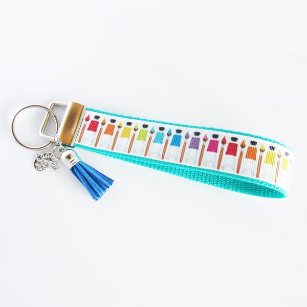 Artist Key Fob - Art Supply Keychain - Paint & Brush Key Fob - Painter Gifts Under 10 - Painter Key Fob - Paint Supply Keychain - Art Lover