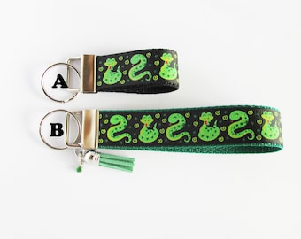 Glittery Snake Wristlet Key Fob Or Mini Fob - Snake Keychain - Serpent Key Fob - Snake Lover Gift - Snake Collectible - Reptile Key Fob
