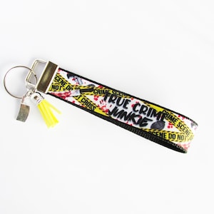 True Crime Junkie Key Fob - True Crime Keychain - Crime Scene Key Fob - Crime Lover Key Fob - True Crime Gifts For Her - True Crime Under 10