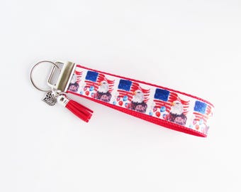 Patriotic Eagle And Flag Key Fob Wristlet - America Themed Keychain