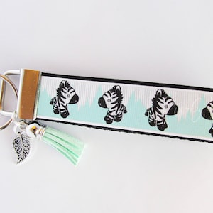 Zebra Key Fob - Zebra Keychain - Animal Key Fob - Safari Animal Keychain - Zebra Wristlet - African Zebra Key Fob - Wild Animal Keychain