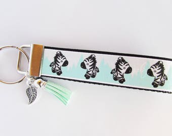 Zebra Key Fob - Zebra Keychain - Animal Key Fob - Safari Animal Keychain - Zebra Wristlet - African Zebra Key Fob - Wild Animal Keychain