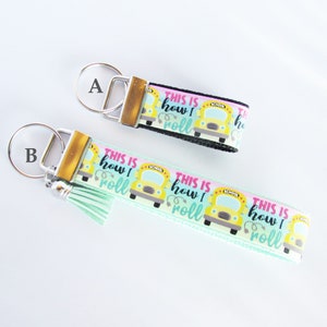 Rainbow Bus Driver Key Fob - School Bus Driver Keychain - Bus Gifts Under 10 - School Gift - Gifts For Her - Gifts For Him - Bus Wristlet