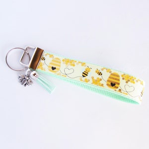 Bumblebee Key Fob - Bumblebee Keychain - Beehive Key Fob - Honeycomb Bee Key Fob - Bee Gifts Under 10 - Bee Collector - Bee Keeper Gifts
