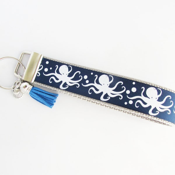 Octopus Key Fob - Sealife Key Fob - Octopus Wristlet - Oceanlife Key Fob - Octopus Collector Gifts Under 10 - Marine Life Key Fob Wristlet