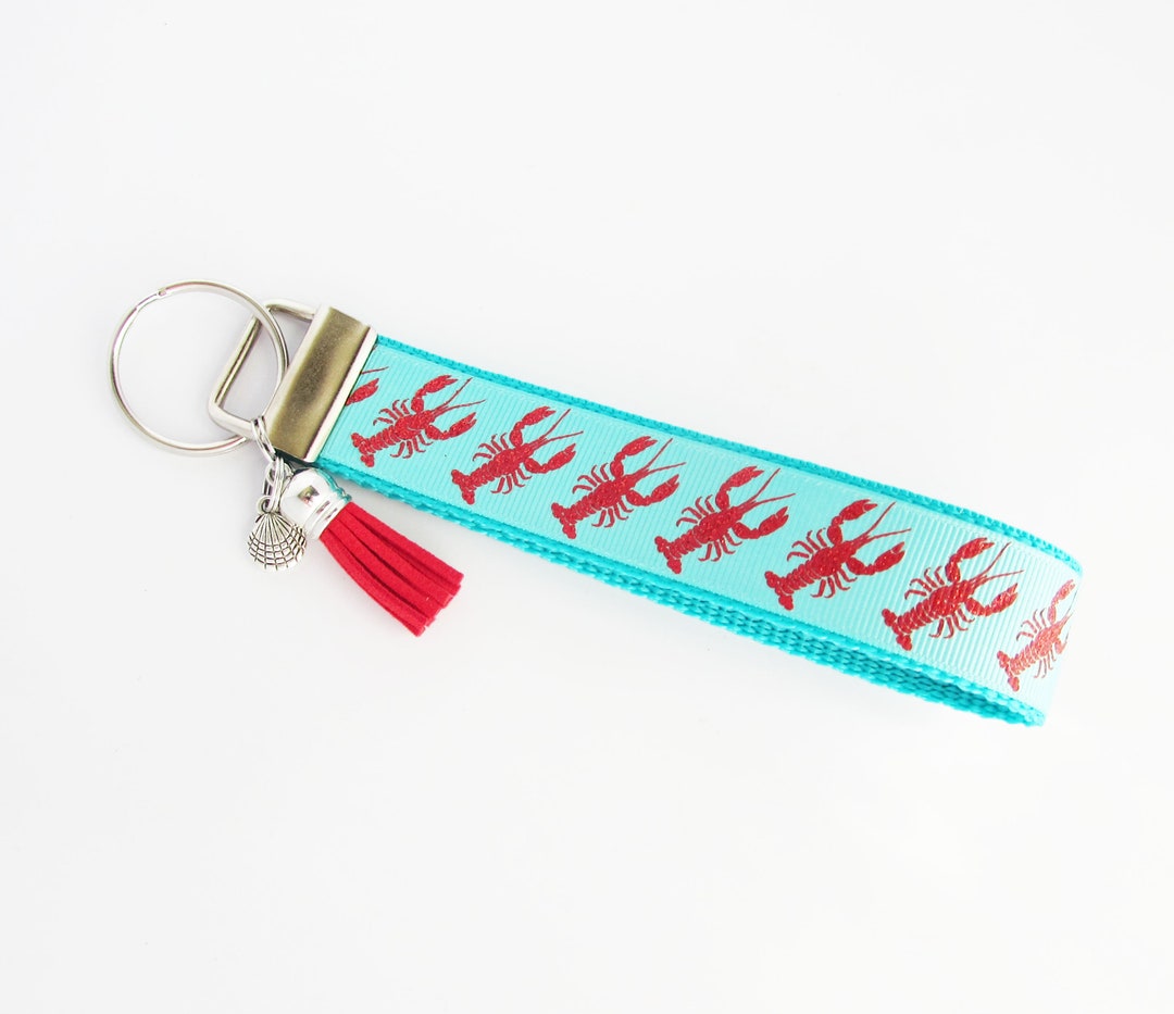 Glittered Lobsters Key Fob Lobster Keychain Lobster Wristlet Lobster
