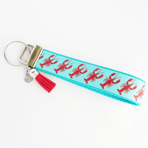 Glittered Lobsters Key Fob - Lobster Keychain - Lobster Wristlet - Lobster Collector Gift Under 10- Sea Life Key Fob - Marine Life Key Fob