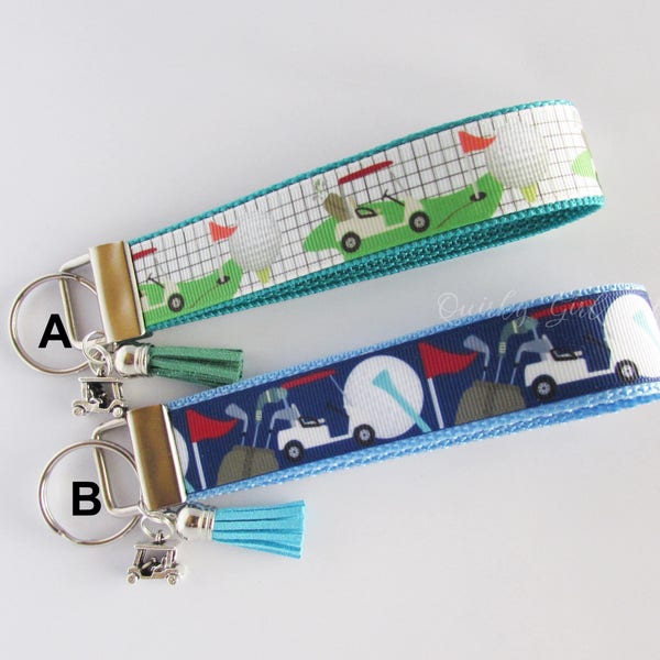 Golf Key Fob - Golf Keychain - Golf Cart Key Fob - Golf Tee Key Fob - Golf Clubs - Golf Ball Keychain