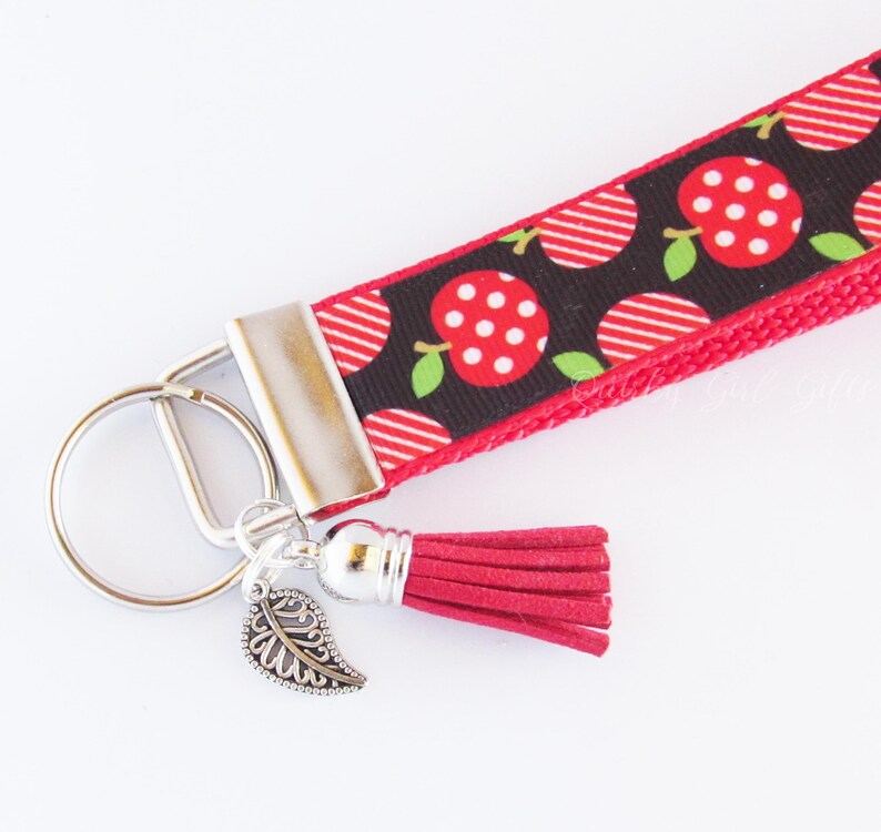 Apple Key Fob Apple Keychain Fruit Wristlet Teacher Gift Etsy