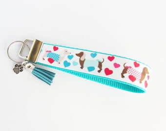 Dachshund Key Fob - Dog Keychain - Dachshund Keychain - Dog In Sweaters Key Fob - Dachshund Lover Gifts For Her Under 10 -Pet Keychain